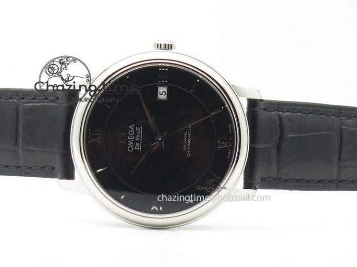 0719 De Ville MK 1:1 Best Edition SS Black Dial On Black Leather Strap A Unisex 8261